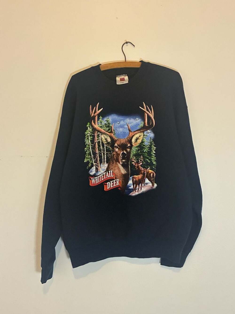 Member's Mark Whitetail Deer Sweatshirt Size XL Navy Blue Hunting Graphic